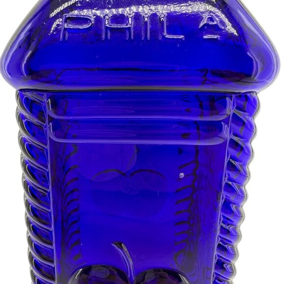Vintage Perrines Malt Whiskey Bottle Philadelphia Colbalt Blue 3D Apple Ginger - Picture 8 of 15